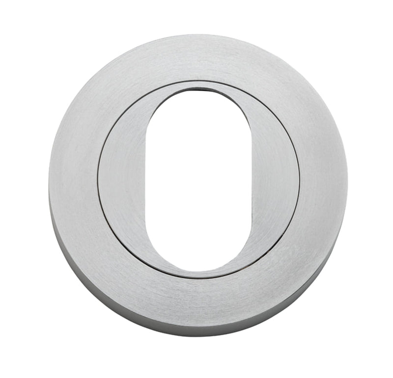 Escutcheon Oval Round Pair Brushed Chrome