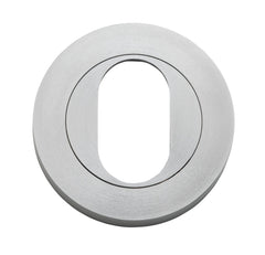 Escutcheon Oval Round Pair Brushed Chrome