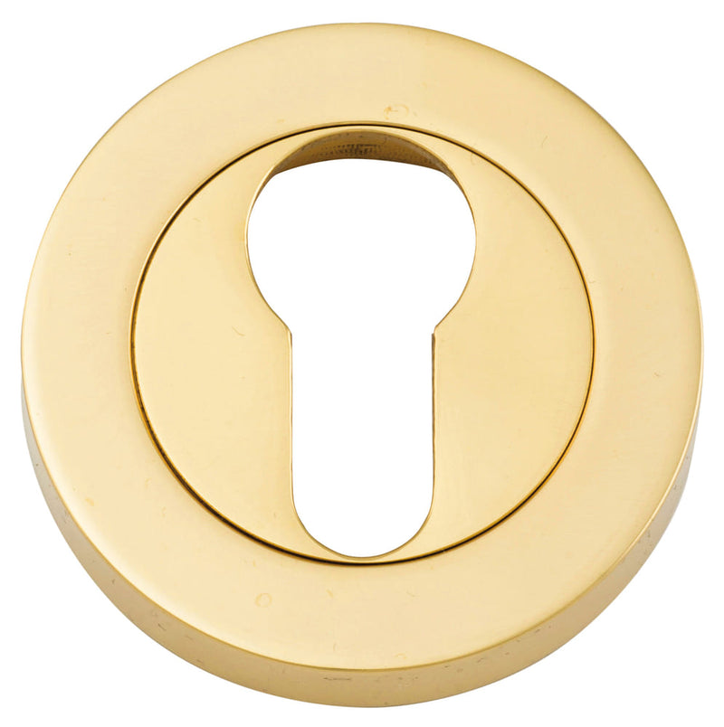 Escutcheon Euro Concealed Fix Round Pair Polished Brass