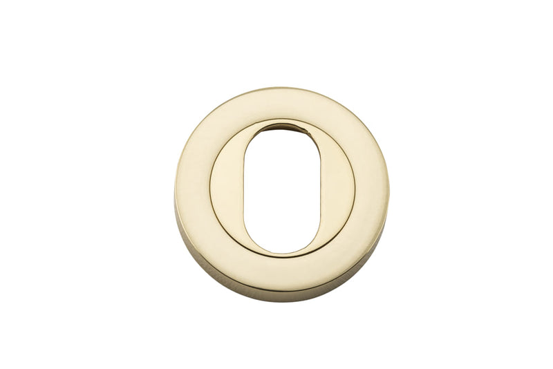 Escutcheon Oval Round Pair Polished Brass