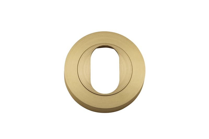 Escutcheon Oval Round Pair Brushed Brass