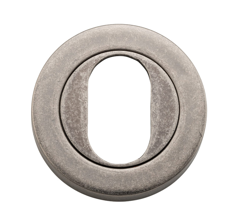 Escutcheon Oval Round Pair Distressed Nickel