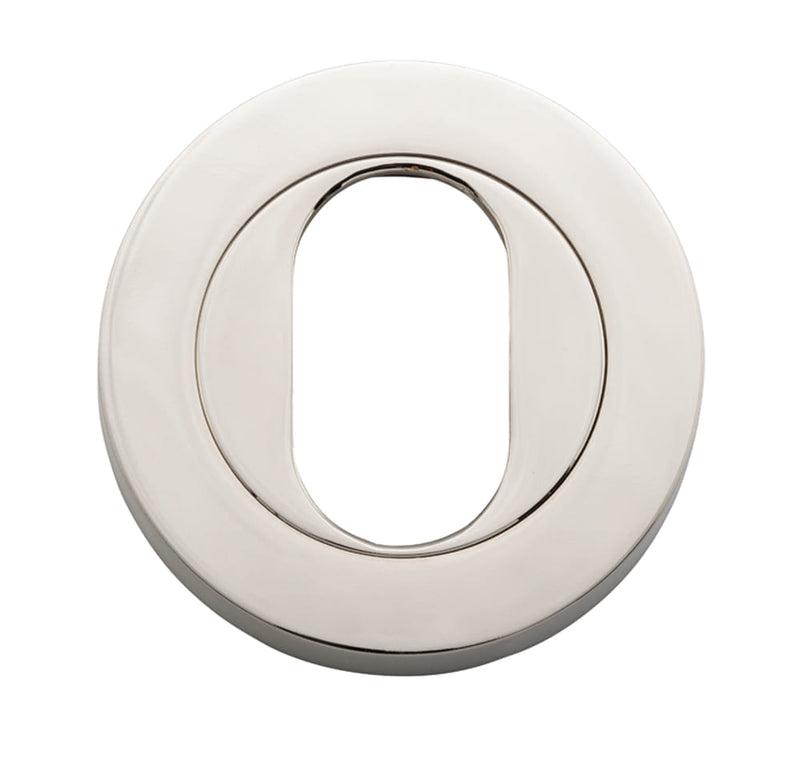 Escutcheon Oval Round Pair Polished Nickel