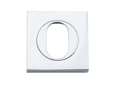 Escutcheon Oval Square Pair Polished Chrome
