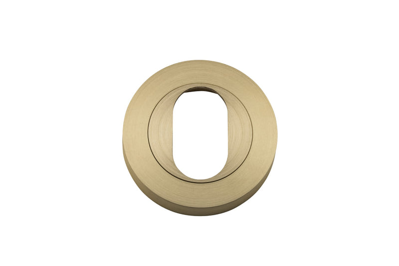 Escutcheon Oval Round Pair Brushed Brass D52xP10mm