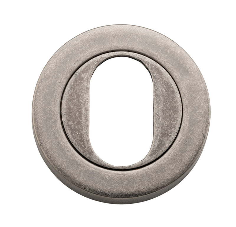 Escutcheon Oval Round Pair Distressed Nickel D52xP10mm