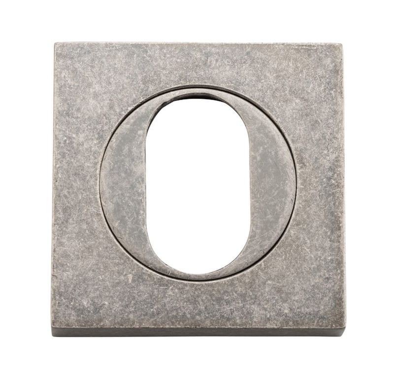 Escutcheon Oval Square Pair Distressed Nickel H52xW52xP10mm