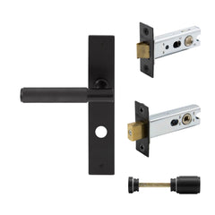 Verge Diamond Knurled Lever Longplate Privacy Set Matt Black