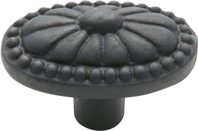 Cupboard Knob Ornate Iron Matt Black