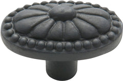 Cupboard Knob Ornate Iron Matt Black