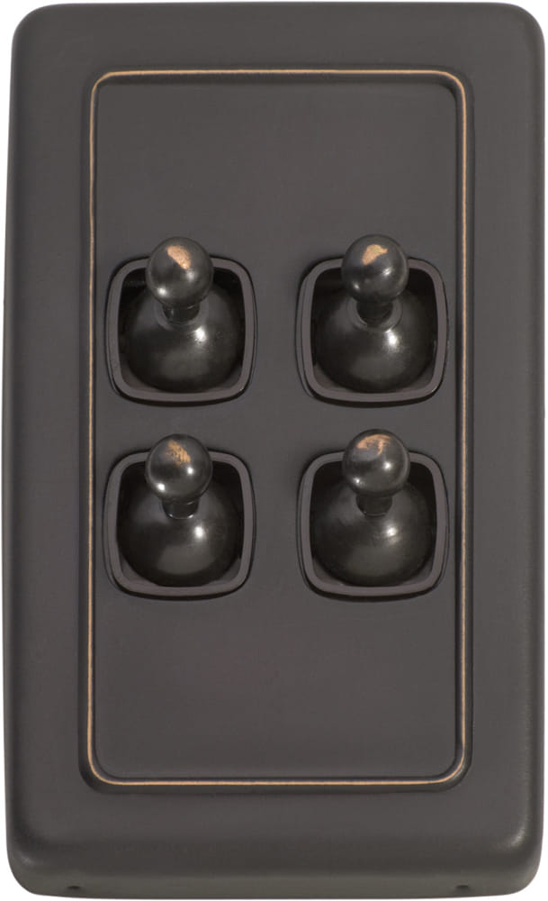 Switch Flat Plate Toggle 4 Gang Brown Antique Copper