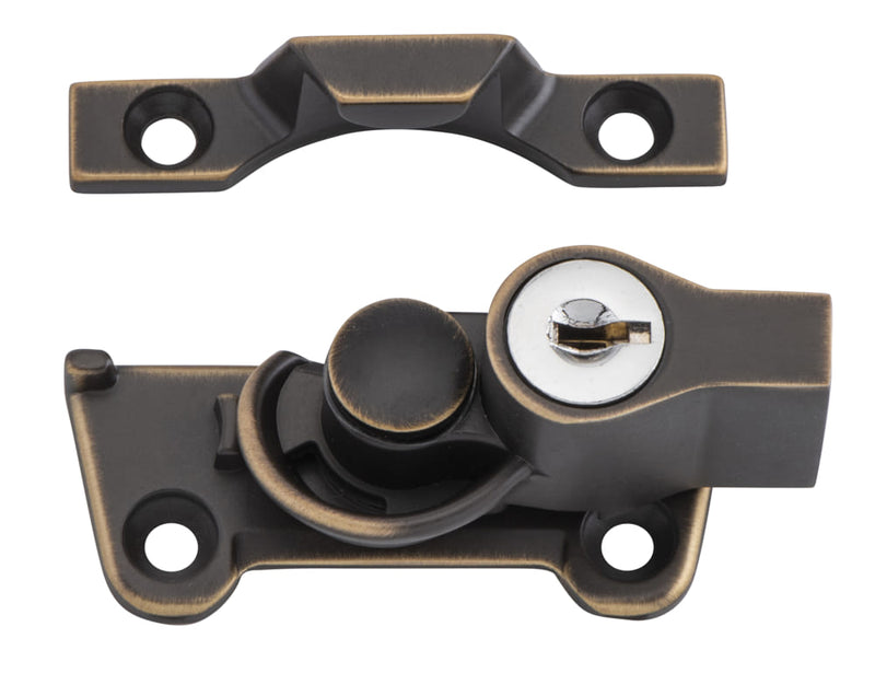 Sash Fastener Locking Wide Base Zinc Alloy Antique Brass