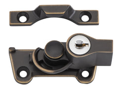 Sash Fastener Locking Wide Base Zinc Alloy Antique Brass