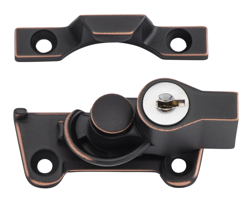 Sash Fastener Locking Wide Base Zinc Alloy Antique Copper