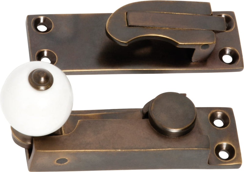 Sash Fastener Porcelain Ball Antique Brass