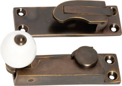 Sash Fastener Porcelain Ball Antique Brass