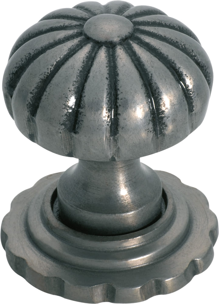 Cupboard Knob Fluted Iron Backplate Polished Metal 38mm