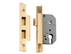 Mortice Lock Euro Rebated Satin Brass CTC47.5mm Backset 46mm