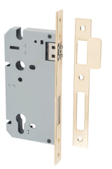 Mortice Lock Roller Euro Polished Brass CTC85mm Backset 60mm