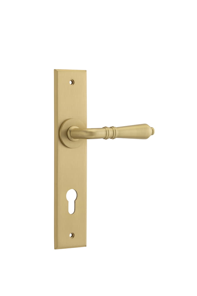 Door Lever Sarlat Chamfered Euro Brushed Brass