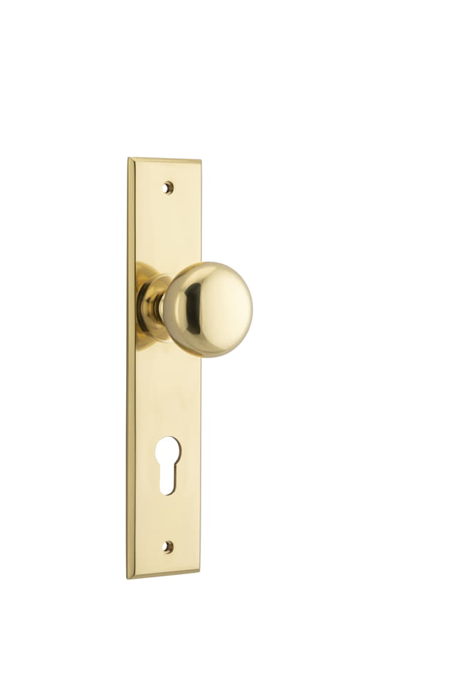 Door Knob Cambridge Chamfered Euro Polished Brass