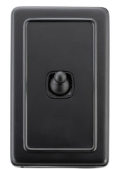 Switch Flat Plate Toggle 1 Gang Matt Black