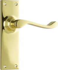 Door Lever Victorian Latch Pair Polished Brass