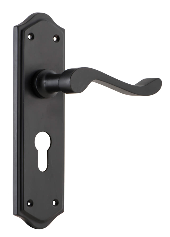 Door Lever Henley Euro Pair Matt Black