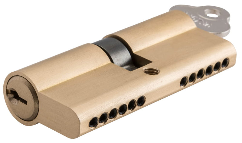 ** N/A - Limited Stock** Euro Cylinder Key Key 6 Pin Satin Brass 70mm