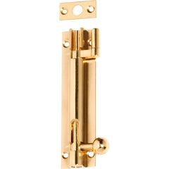 Barrel Bolt Offset Polished Brass 100mm