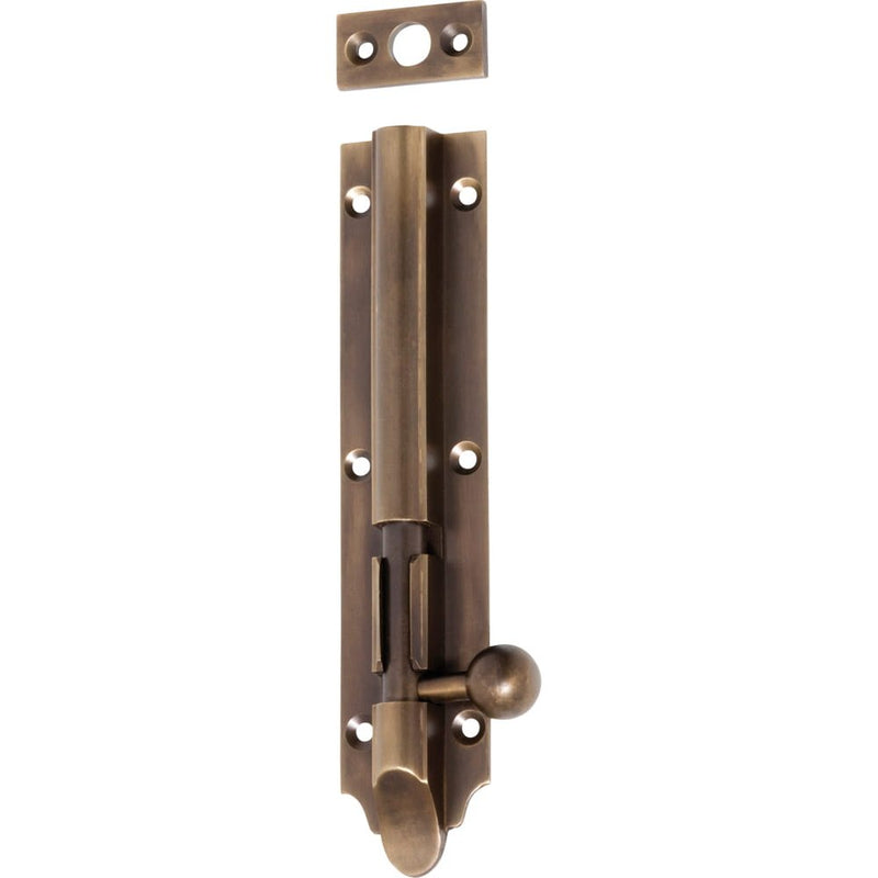 Barrel Bolt Victorian Long Throw Antique Brass 150mm