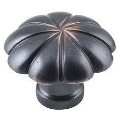 Cupboard Knob Fluted Antique Copper 35mm
