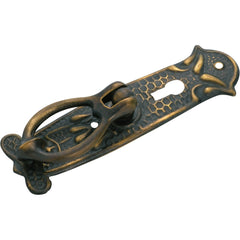 Cabinet Pull Handle Sheet Brass Pedestal Nouveau Pressed Keyhole Antique Brass