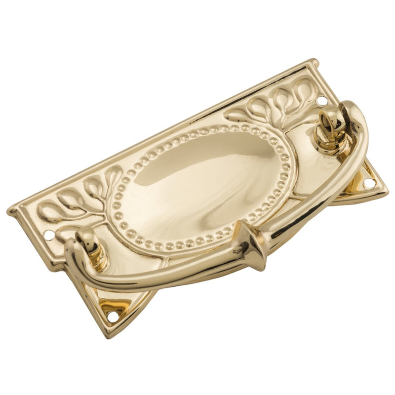 Cabinet Pull Handle Sheet Brass Edwardian Polished Brass