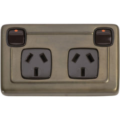 Socket Flat Plate Rocker Double Brown Antique Brass