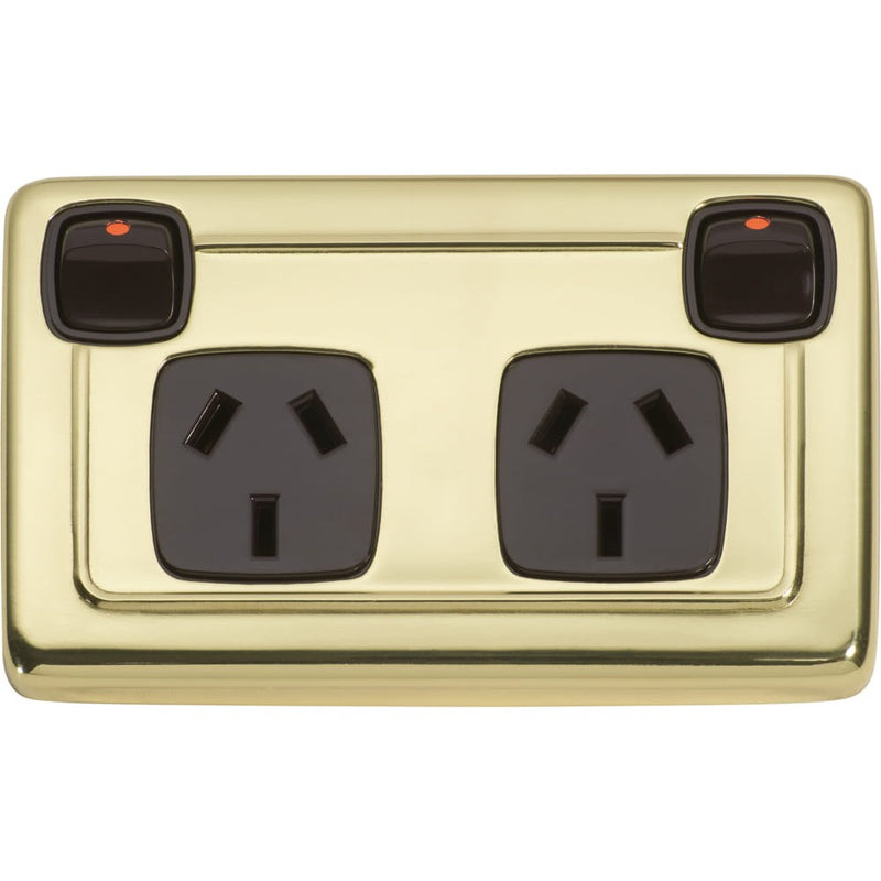 Socket Flat Plate Rocker Double Brown Polished Brass