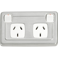 Socket Flat Plate Rocker Double White Satin Chrome