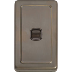 Switch Flat Plate Rocker 1 Gang Brown Antique Brass