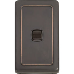 Switch Flat Plate Rocker 1 Gang Brown Antique Copper