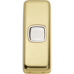 Switch Flat Plate Rocker 1 Gang White Polished Brass