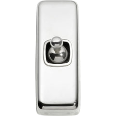 Switch Flat Plate Toggle 1 Gang White Chrome Plated