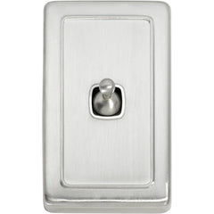 Switch Flat Plate Toggle 1 Gang White Satin Chrome