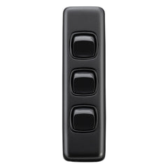 Switch Flat Plate Rocker 3 Gang Matt Black