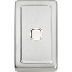 Switch Flat Plate Rocker 1 Gang White Satin Chrome