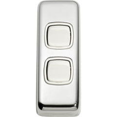 Switch Flat Plate Rocker 2 Gang White Chrome Plated