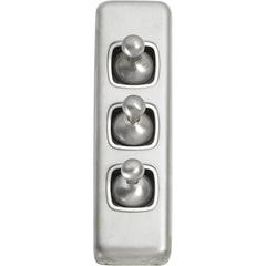 Switch Flat Plate Toggle 3 Gang White Satin Chrome