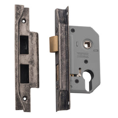 Mortice Lock Euro Rebated Rumbled Nickel CTC47.5mm Backset 46mm