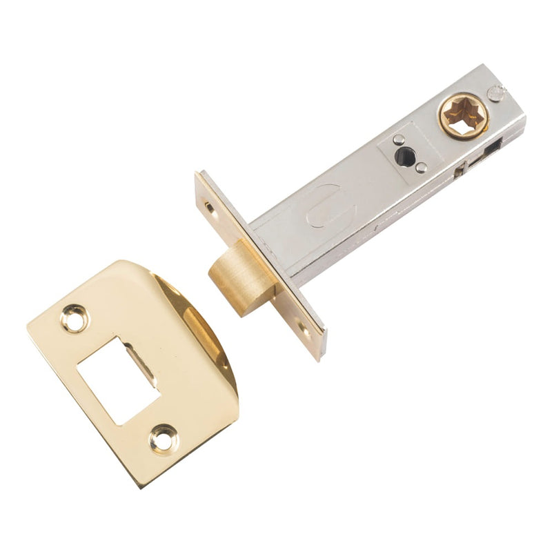 Tube Latch Split Cam Hard Sprung 'D' Striker Polished Brass Backset 70mm