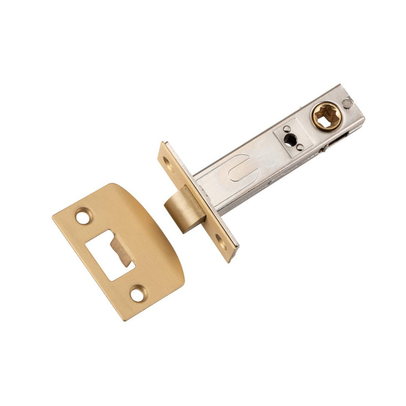 Tube Latch Split Cam Hard Sprung 'D' Striker Satin Brass Backset 70mm