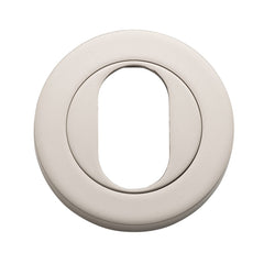 Escutcheon Oval Round Pair Satin Nickel